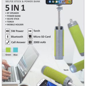 Wireless Speaker With Selfie Stick & Power Bank